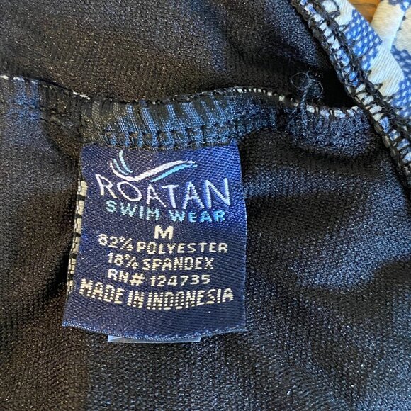 New Roatan Striped One-Piece Swim Dress Sz M Blue & White #96R - Picture 9 of 10